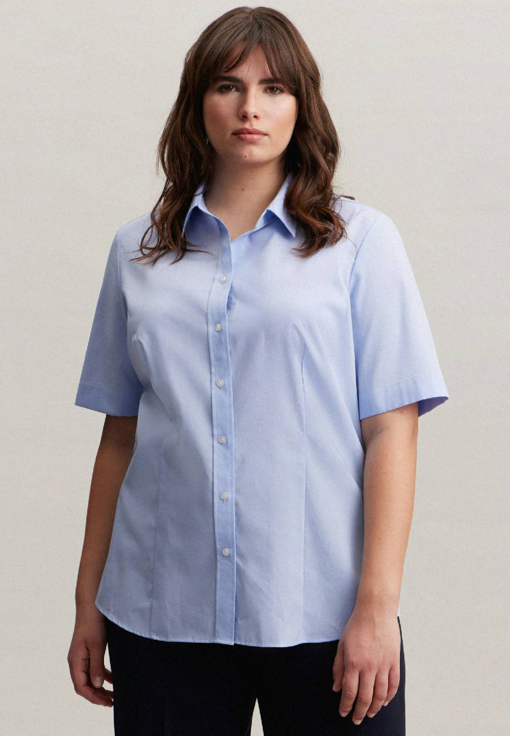 Studio Seidensticker Bügelfreie Kurzarm Fil a fil Hemdbluse Bis zu 60% Rabatt