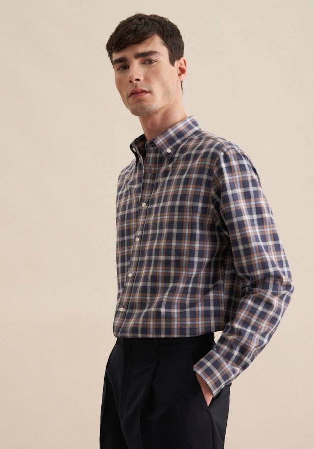 Studio Seidensticker Fil a fil Flanellhemd in Regular mit Button-Down-Kragen Rabatte dieses Monats
