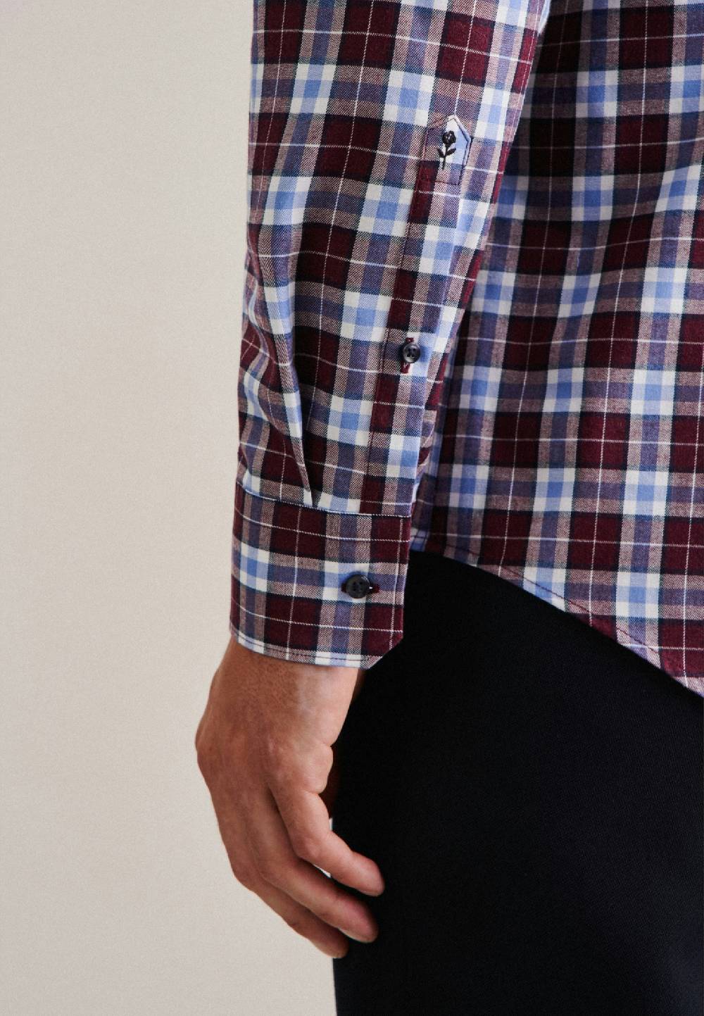 Studio Seidensticker Twill Flanellhemd in Slim mit Button-Down-Kragen Super Sparpreis