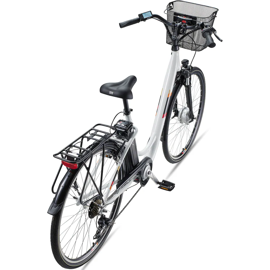 Telefunken E-Bike »Multitalent RC822« 7 Gang Shimano Tourney Frontmotor 250 W (ca. 100 km Reichweite-2 V-Bremsen-Beleuchtung-Straßenzulassung) City Elektrofahrrad Damen Herren 28 Zoll 36 V 374 Wh Akku Pedelec auf Raten Kauf eins, bekomm eins gratis