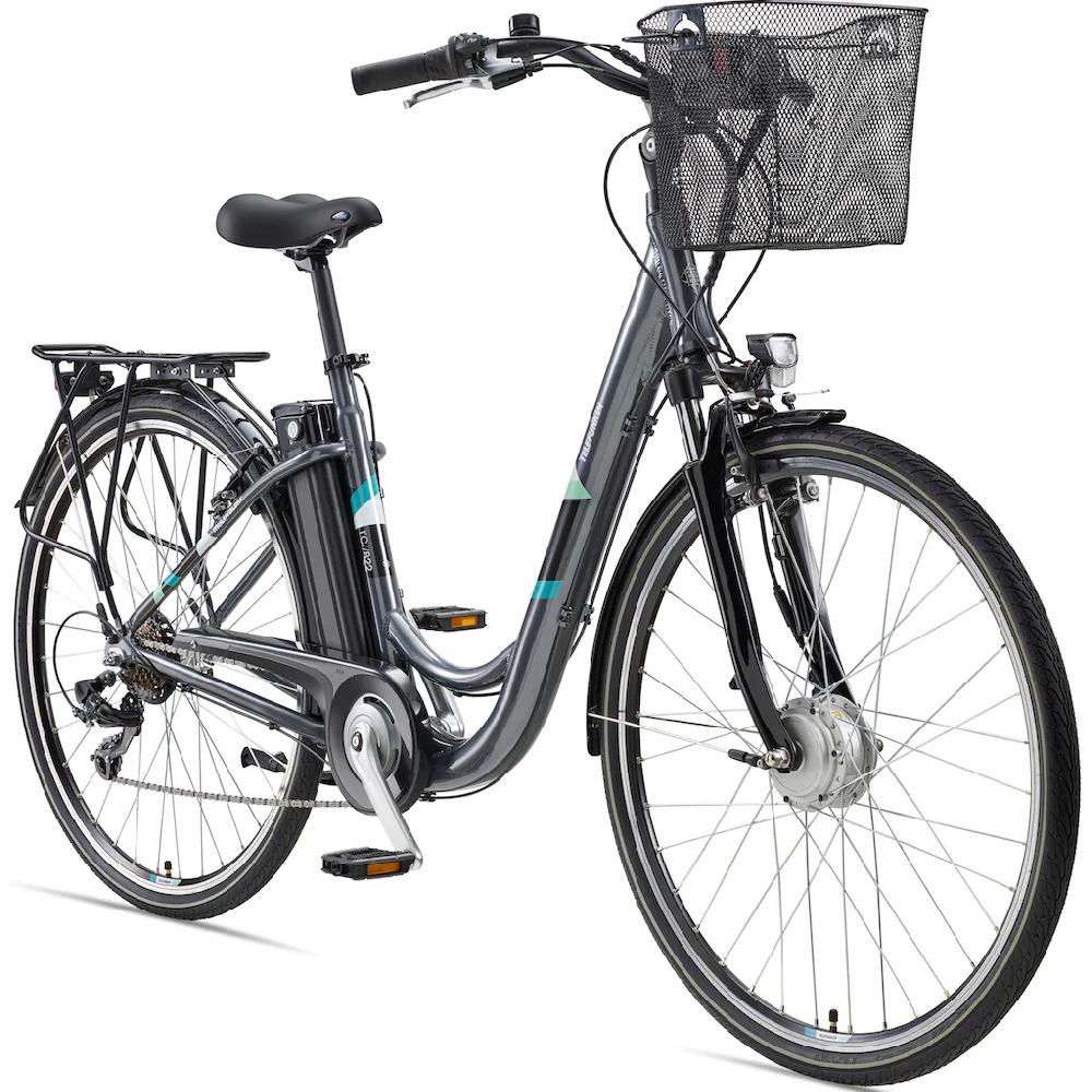 Telefunken E-Bike »Multitalent RC822« 7 Gang Shimano Tourney Frontmotor 250 W (ca. 100 km Reichweite-2 V-Bremsen-Beleuchtung-Straßenzulassung) City Elektrofahrrad Damen Herren 28 Zoll 36 V 374 Wh Akku Pedelec auf Rechnung bes JETZT KAUFEN