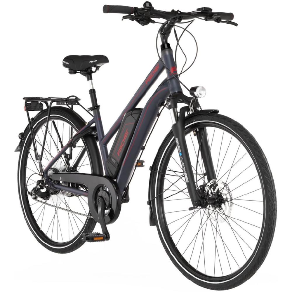 FISCHER Fahrrad E-Bike »VIATOR 1.0 Trapez 44« 8 Gang Shimano Acera Heckmotor 250 W (mit integr. Rahmenschloss) Pedelec Elektrofahrrad für Damen u. Herren Trekkingrad auf Raten Nur für heute