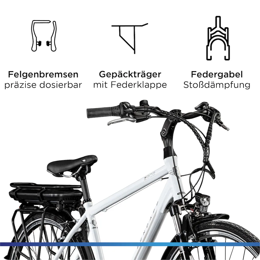 Zündapp E-Bike »Z802 Herren« 21 Gang Shimano Altus RD-M310 Heckmotor 250 W Pedelec Elektrofahrrad für Damen u. Herren Trekkingrad auf Rechnung Sonderangebot der Fabrik