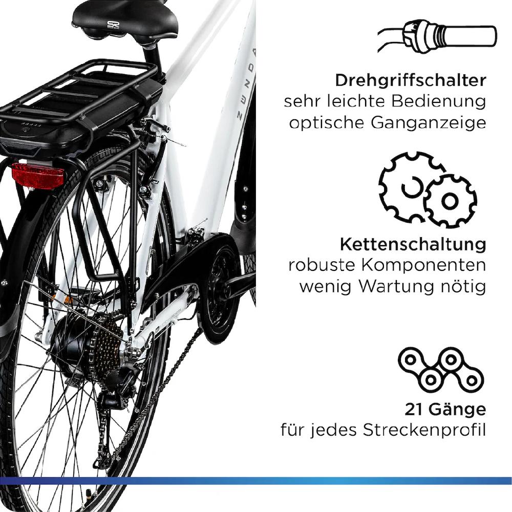Zündapp E-Bike »Z802 Herren« 21 Gang Shimano Altus RD-M310 Heckmotor 250 W Pedelec Elektrofahrrad für Damen u. Herren Trekkingrad auf Rechnung Sonderangebot der Fabrik
