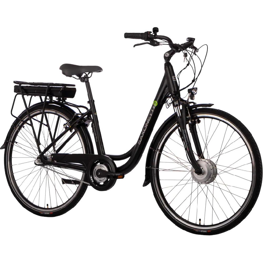 SAXONETTE E-Bike »Advanced Plus« 3 Gang Frontmotor 250 W (mit Akku-Ladegerät u. integr. Rahmenschloss) Pedelec Elektrofahrrad für Damen u. Herren Cityrad auf Rechnung Fabrikladen
