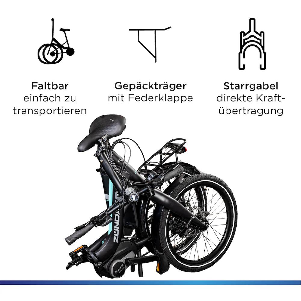 Zündapp E-Bike »X100« 9 Gang Shimano Sora Mittelmotor 250 W Pedelec Elektrofahrrad für Damen u. Herren Faltrad auf Rechnung online kaufen Begrenzt auf 3 Tage