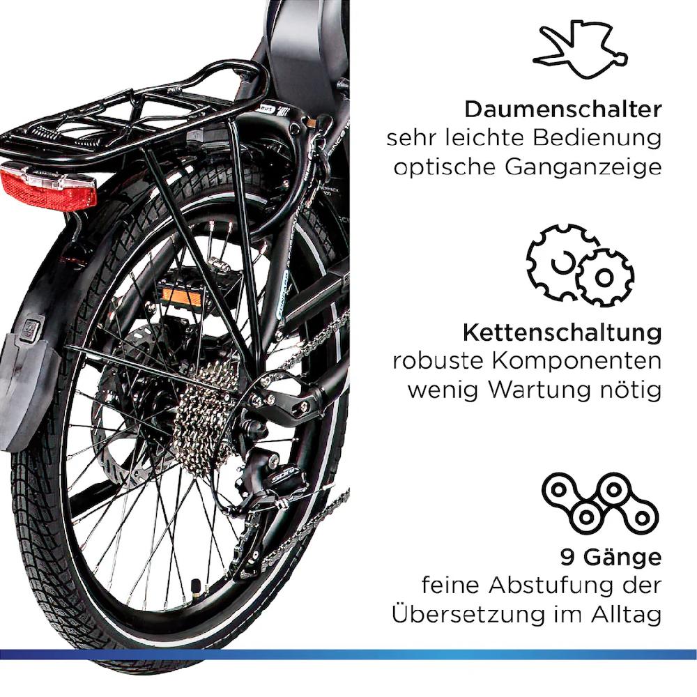 Zündapp E-Bike »X100« 9 Gang Shimano Sora Mittelmotor 250 W Pedelec Elektrofahrrad für Damen u. Herren Faltrad auf Rechnung online kaufen Begrenzt auf 3 Tage