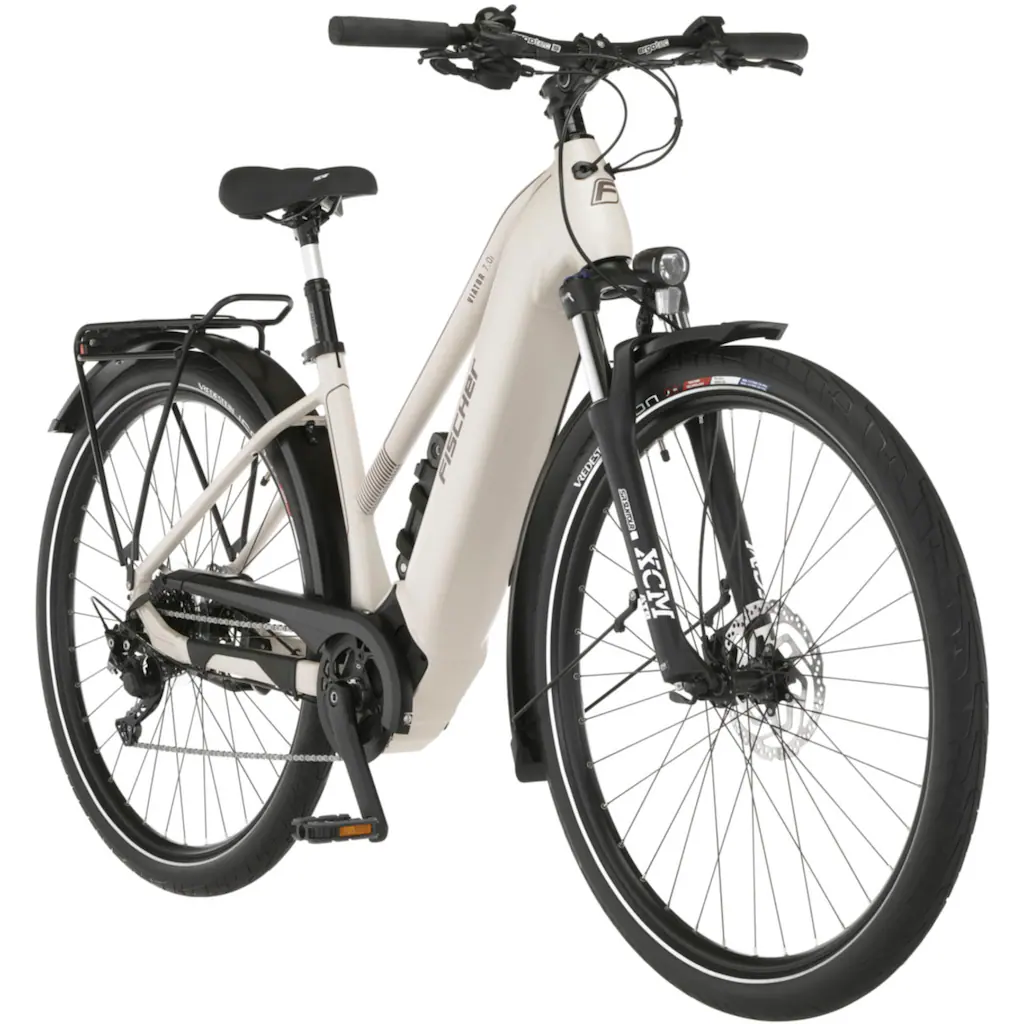 FISCHER Fahrrad E-Bike »VIATOR 7.0i Damen« 10 Gang Shimano Deore Mittelmotor 250 W (mit Faltschloss) Pedelec Elektrofahrrad für Damen u. Herren Trekkingrad auf Rechnung 2025