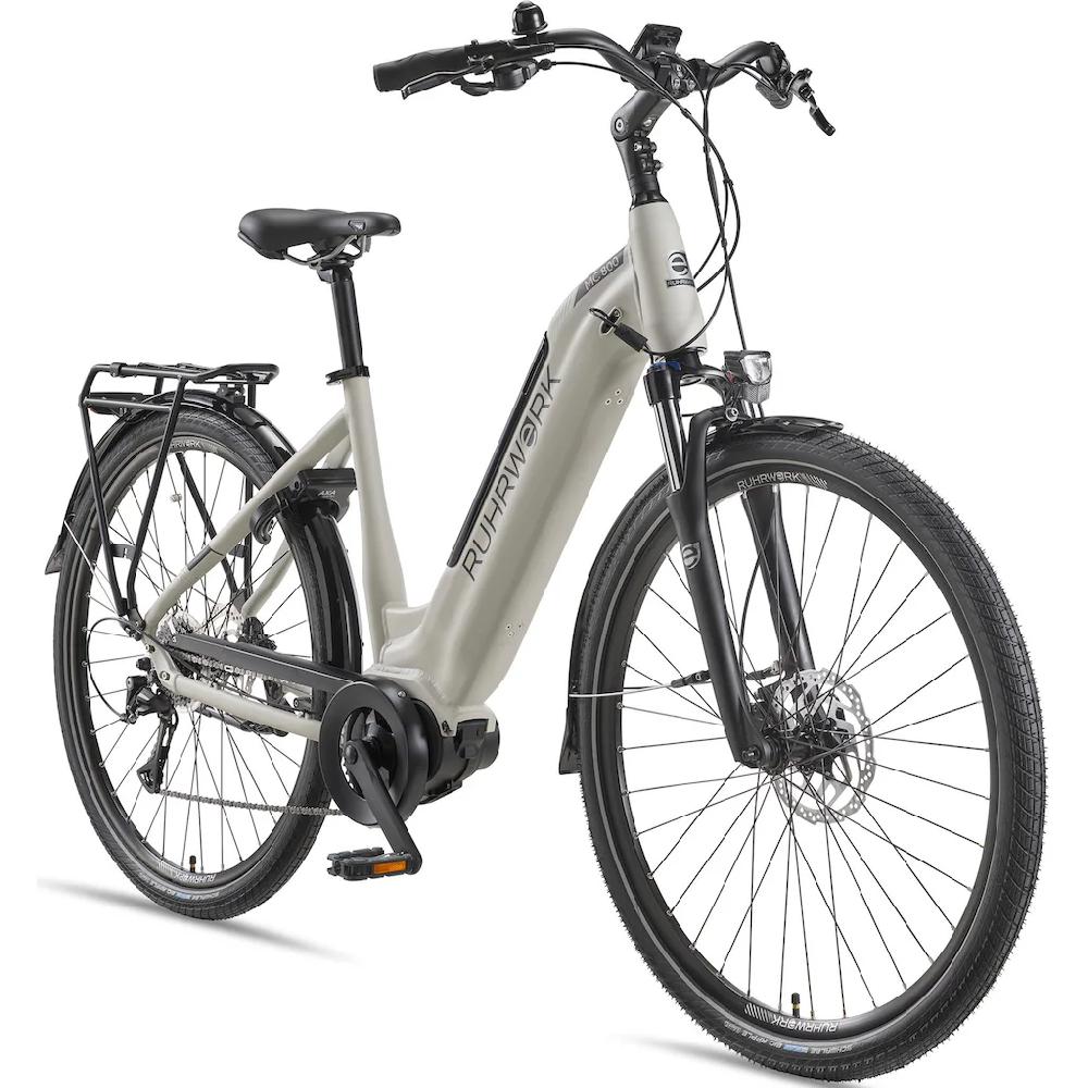 RUHRWERK E-Bike »MC800« 8 Gang Shimano Acera Mittelmotor 250 W Pedelec Elektrofahrrad für Damen u. Herren Cityrad auf Rechnung im Angebot