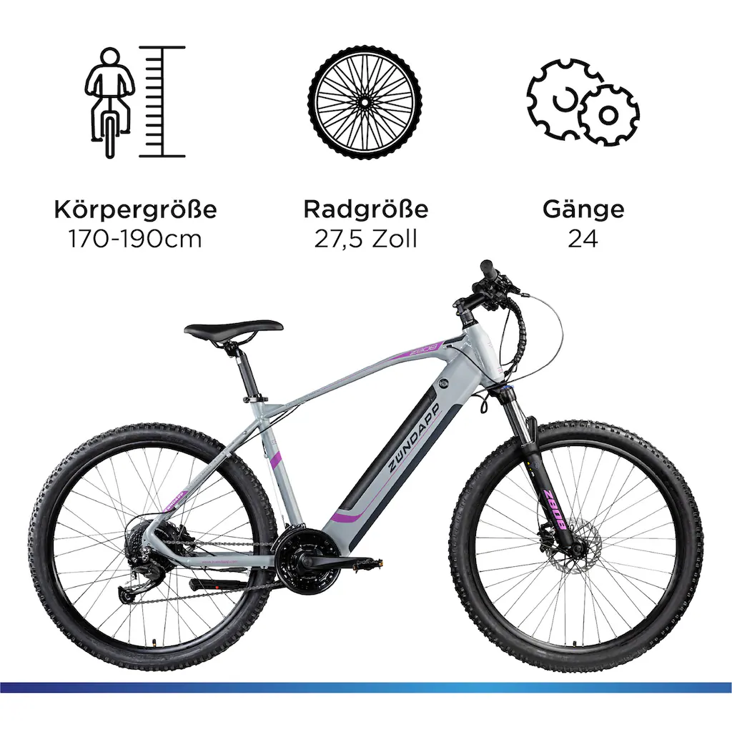Zündapp E-Bike »Z808« 24 Gang Alivio Heckmotor 250 W Pedelec Elektrofahrrad für Damen u. Herren MTB Mountainbike Günstiger Verkauf