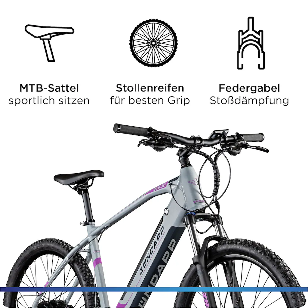 Zündapp E-Bike »Z808« 24 Gang Alivio Heckmotor 250 W Pedelec Elektrofahrrad für Damen u. Herren MTB Mountainbike Günstiger Verkauf