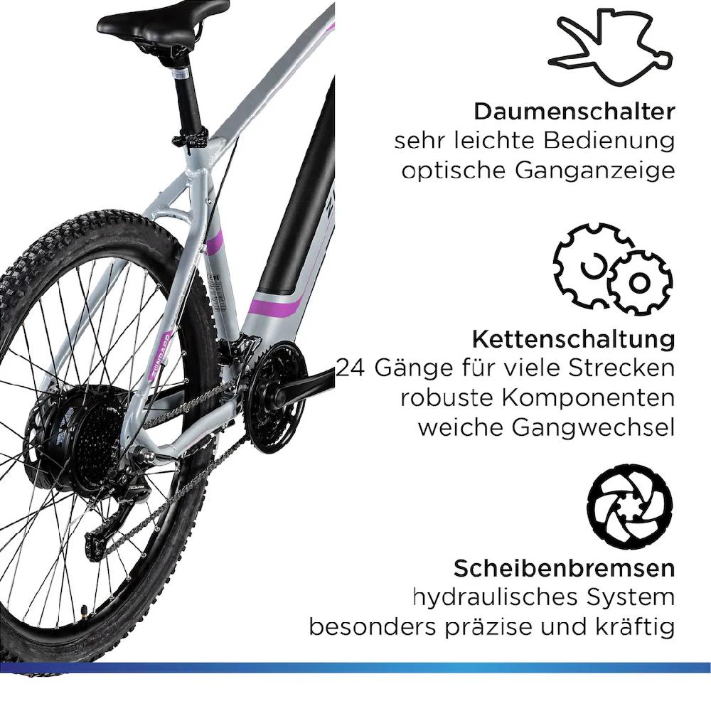 Zündapp E-Bike »Z808« 24 Gang Alivio Heckmotor 250 W Pedelec Elektrofahrrad für Damen u. Herren MTB Mountainbike Günstiger Verkauf