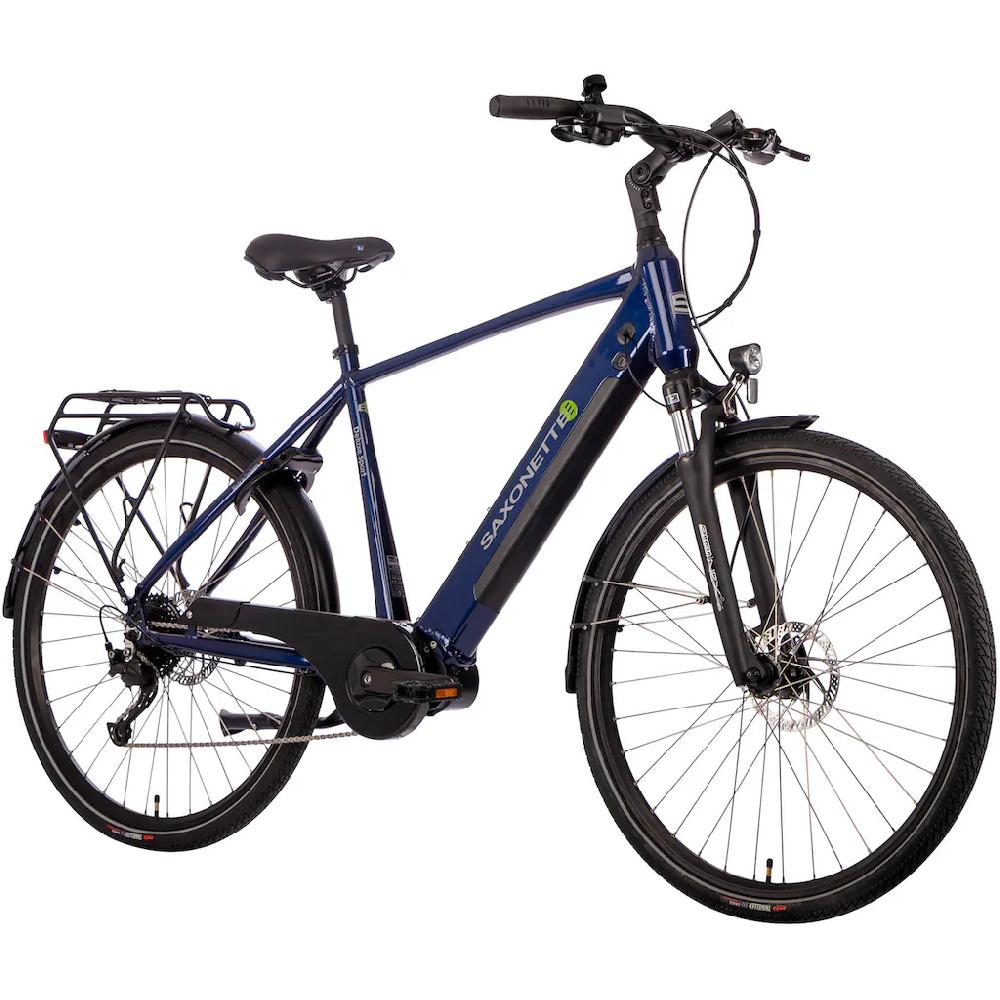 SAXONETTE E-Bike »Deluxe Sport Man« 9 Gang Shimano Alivio Mittelmotor 250 W Pedelec Elektrofahrrad für Damen u. Herren Cityrad auf Rechnung Versandkostenfrei