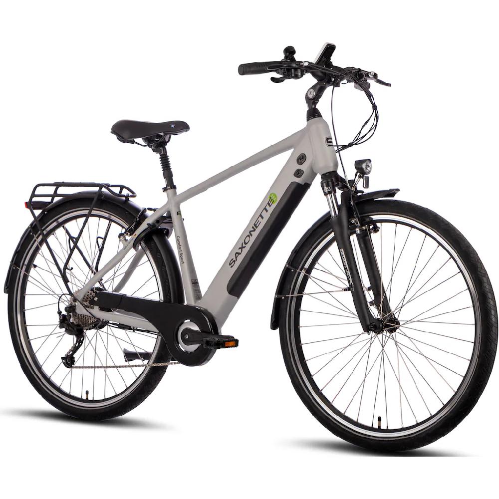SAXONETTE E-Bike »Comfort Sport« 9 Gang Shimano Alivio Heckmotor 250 W (mit integr. Rahmenschloss und Trapez-Rahmen) Pedelec Elektrofahrrad für Damen u. Herren Trekkingrad Flash Sale