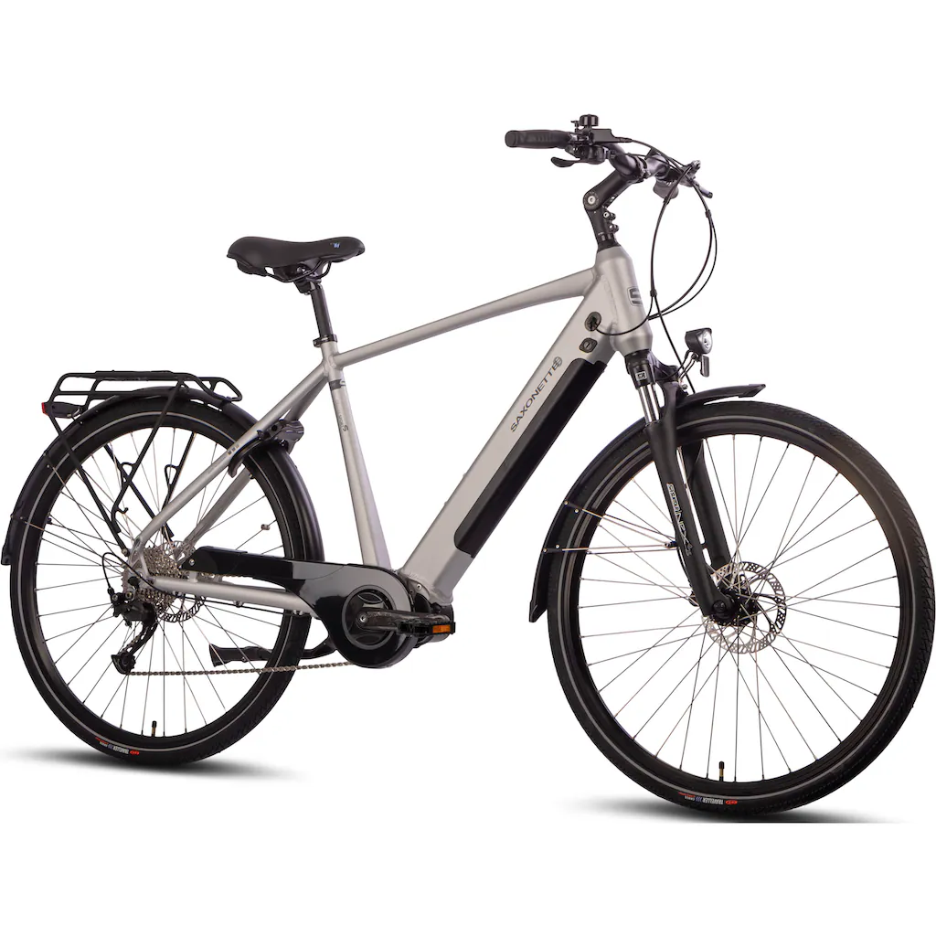 SAXONETTE E-Bike »Saxonette Deluxe Sport (Diamant)« 9 Gang Shimano Alivio Mittelmotor 250 W Pedelec Elektrofahrrad für Damen u. Herren Trekkingrad Begrenztes Angebot
