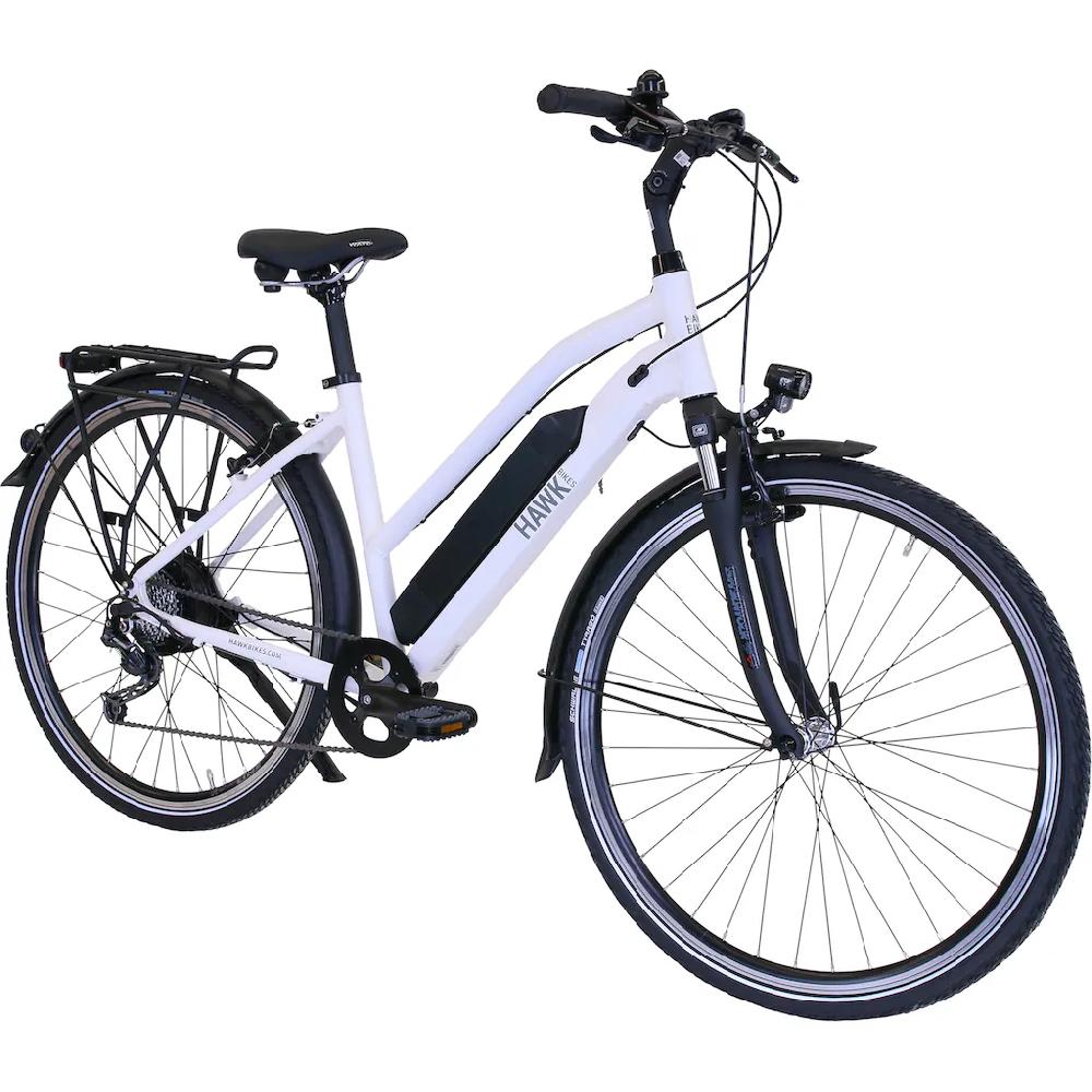 HAWK Bikes E-Bike »eTrekking Lady« 8 Gang microSHIFT Microshift Heckmotor 250 W Pedelec Elektrofahrrad für Damen Trekkingrad auf Rechnung online bestellen Osterangebot
