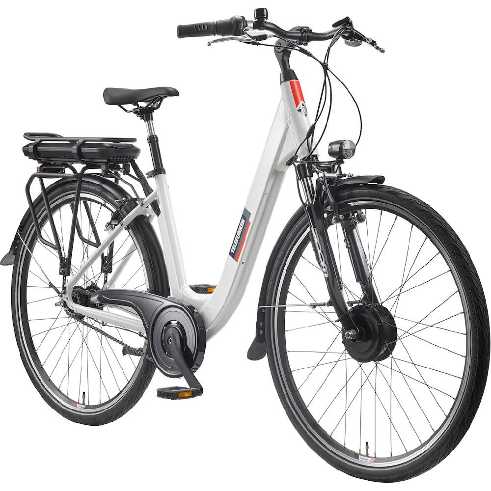 Telefunken E-Bike »Multitalent RC845« 7 Gang Shimano Frontmotor 250 W (28 Zoll Straßenzulassung ca. 100 km Reichweite) Pedelec Elektrofahrrad für Herren u. Damen tiefer Einstieg Cityrad Jubiläumsangebot