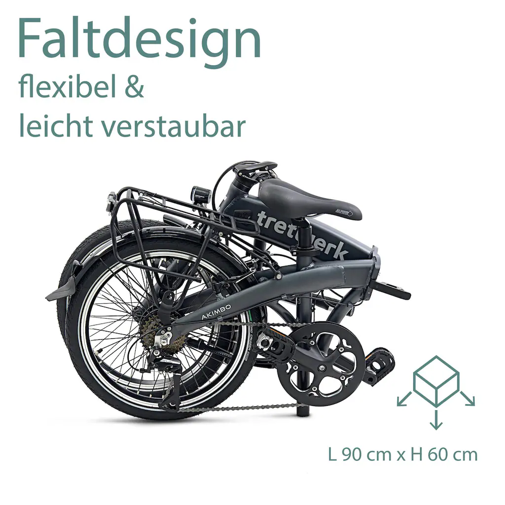 Tretwerk E-Bike »Akimbo« 8 Gang Shimano Acera M3020 SGS Heckmotor 250 W Pedelec Elektrofahrrad für Damen u. Herren Faltrad Blitzangebot