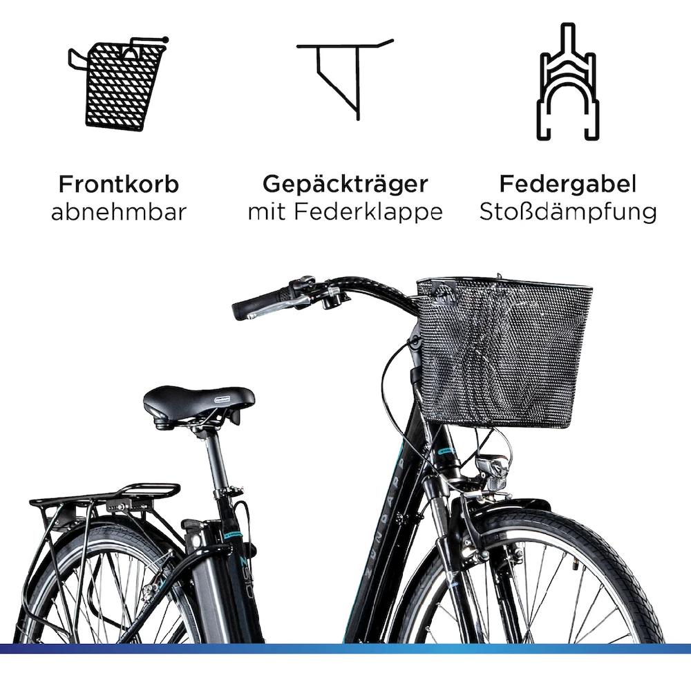 Zündapp E-Bike »Z510« 3 Gang Shimano Nexus SC-3C41 Frontmotor 250 W Pedelec Elektrofahrrad für Damen u. Herren Cityrad auf Raten Bestseller