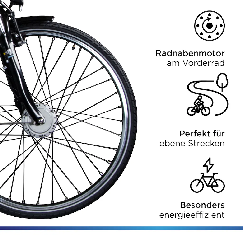 Zündapp E-Bike »Z510« 3 Gang Shimano Nexus SC-3C41 Frontmotor 250 W Pedelec Elektrofahrrad für Damen u. Herren Cityrad auf Raten Bestseller