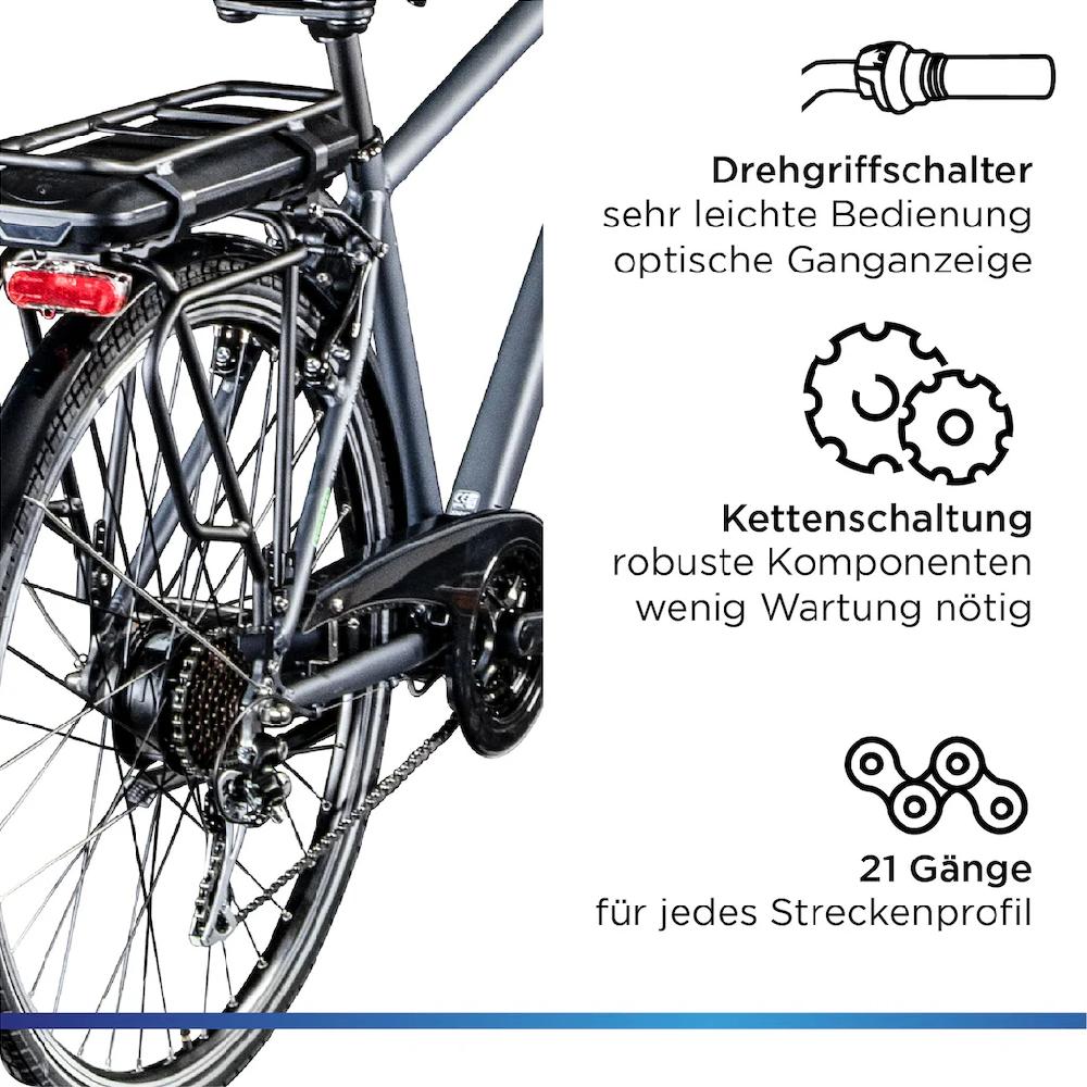 Zündapp E-Bike »Z802 Herren« 21 Gang Shimano Altus RD-M310 Heckmotor 250 W Pedelec Elektrofahrrad für Herren Trekkingrad auf Rechnung bestellen Letzter Tag
