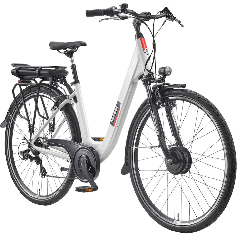 Telefunken E-Bike »Multitalent RC825« 7 Gang Shimano Frontmotor 250 W (28 Zoll Straßenzulassung ca. 100 km Reichweite) Pedelec Elektrofahrrad für Herren u. Damen tiefer Einstieg Cityrad auf Rechnung online kaufen Online