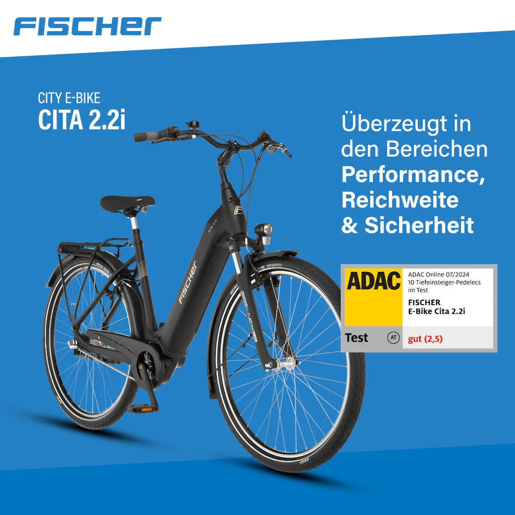 FISCHER Fahrrad E-Bike »CITA 2.2I 522« 3 Gang Shimano Nexus Mittelmotor 250 W (Schloss) Pedelec Elektrofahrrad für Damen u. Herren Cityrad Auslauf