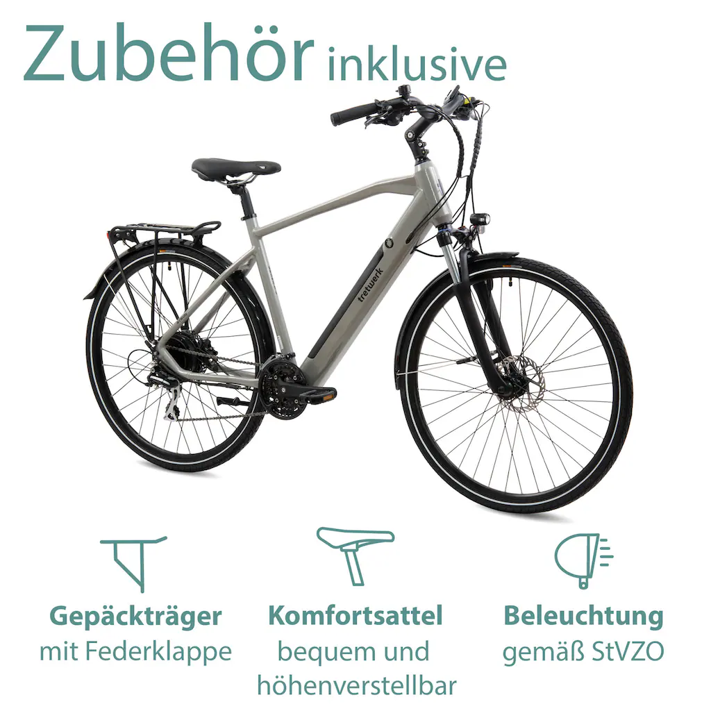 Tretwerk E-Bike »Bronx 5.0« 24 Gang Shimano Altus M310 Heckmotor 250 W Pedelec Elektrofahrrad für Damen u. Herren Trekkingrad auf Rechnung online kaufen Günstiger Verkauf