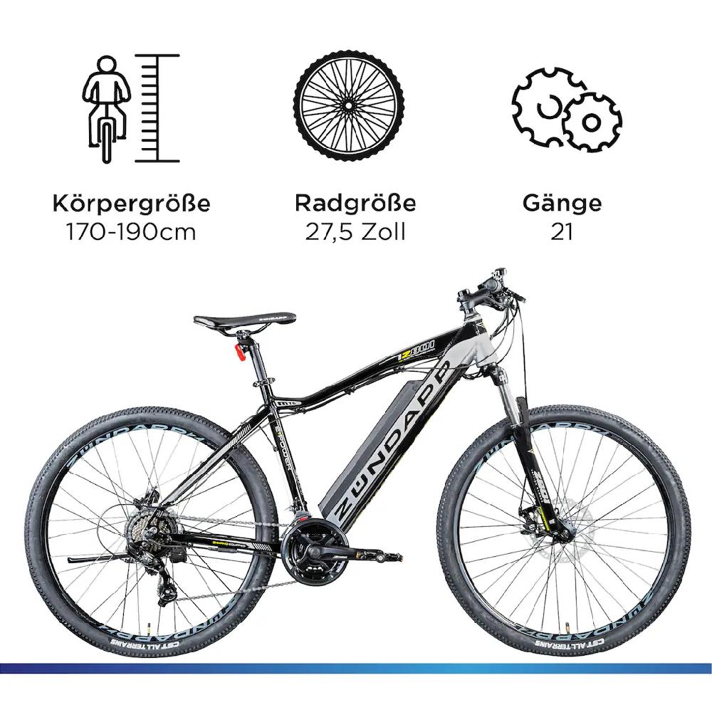 Zündapp E-Bike »Z801« 21 Gang Shimano Tourney RD-TY300 Heckmotor 250 W Pedelec Elektrofahrrad für Damen u. Herren MTB Mountainbike auf Rechnung online kaufen Exklusive Angebote