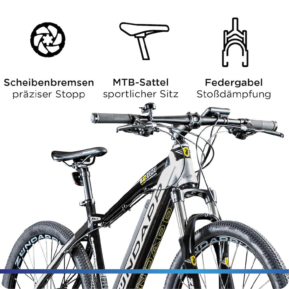 Zündapp E-Bike »Z801« 21 Gang Shimano Tourney RD-TY300 Heckmotor 250 W Pedelec Elektrofahrrad für Damen u. Herren MTB Mountainbike auf Rechnung online kaufen Exklusive Angebote