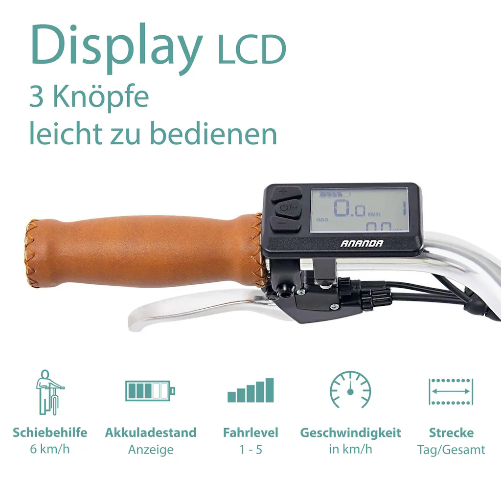Tretwerk E-Bike »Aurora« 7 Gang Frontmotor 250 W (im Retro-Stil) Pedelec Elektrofahrrad für Damen u. Herren Cityrad Blitzangebot