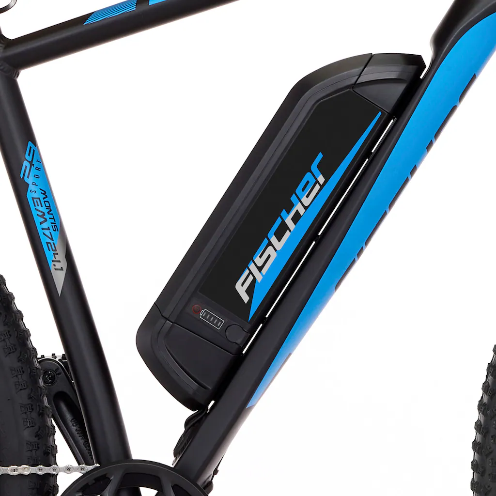 FISCHER Fahrrad E-Bike »MONTIS EM 1724.1 627« 10 Gang Shimano Deore Heckmotor 250 W (mit Schloss) Pedelec Elektrofahrrad für Damen u. Herren MTB Mountainbike auf Rechnung online bestellen Räumungsverkauf
