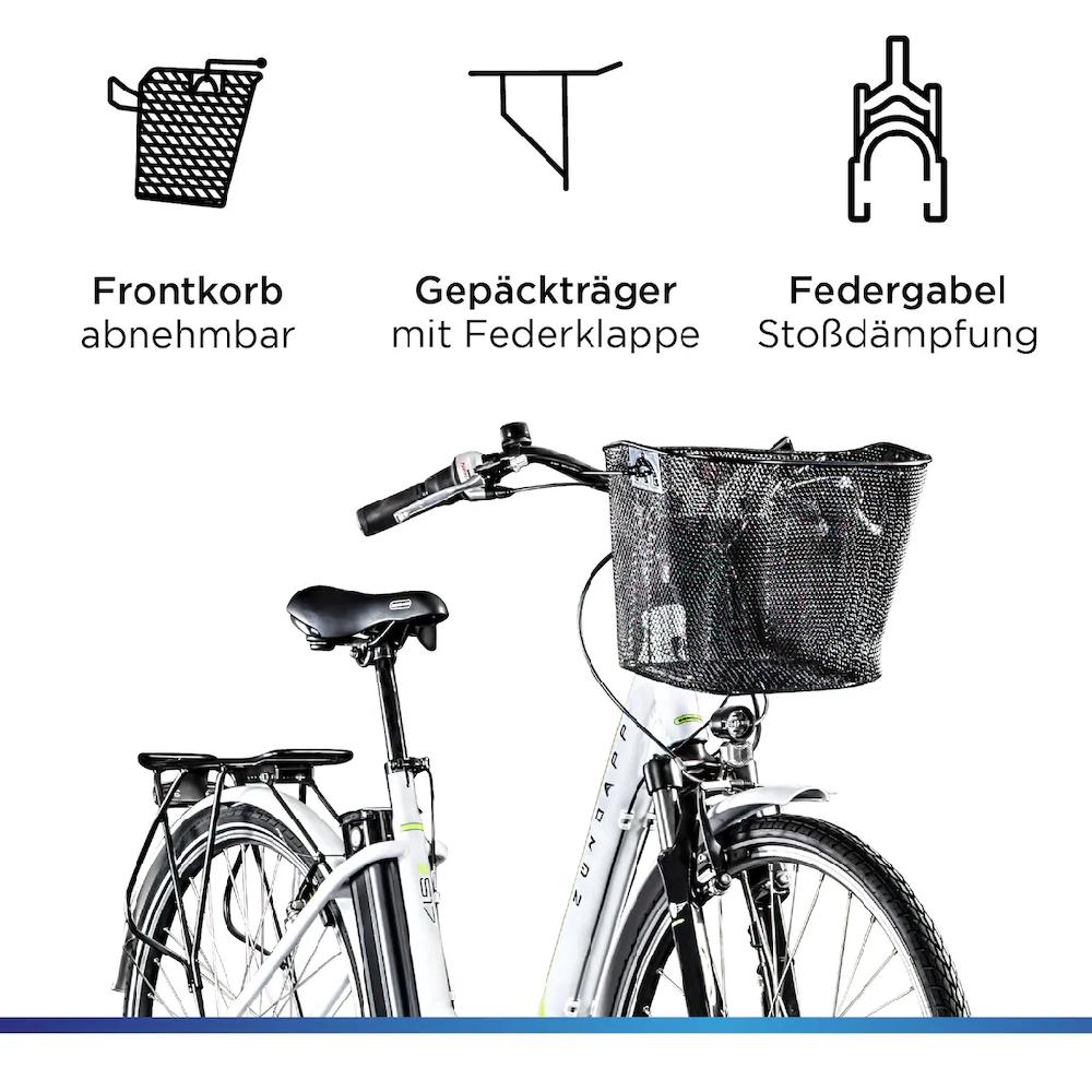 Zündapp E-Bike »Z517« 7 Gang Shimano Frontmotor 250 W (mit großem Frontkorb) Pedelec Elektrofahrrad für Damen u. Herren Cityrad auf Raten Kauf eins, bekomm eins gratis