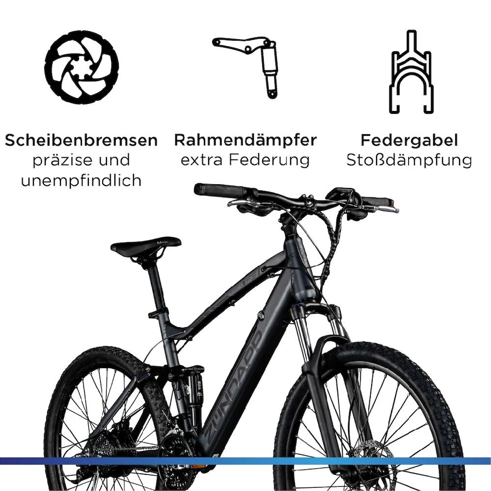 Zündapp E-Bike »XFS« 27 Gang Shimano Tourney TX Heckmotor 250 W Pedelec Elektrofahrrad für Damen u. Herren MTB Mountainbike auf Rechnung online bestellen Letzte 2 Tage