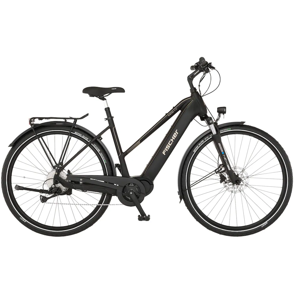 FISCHER Fahrrad E-Bike »VIATOR 4.2i 711« 9 Gang Shimano Acera Mittelmotor 250 W (mit Faltschloss) Pedelec Elektrofahrrad für Damen u. Herren Trekkingrad auf Raten 50% Rabatt mit kostenlosem Versand