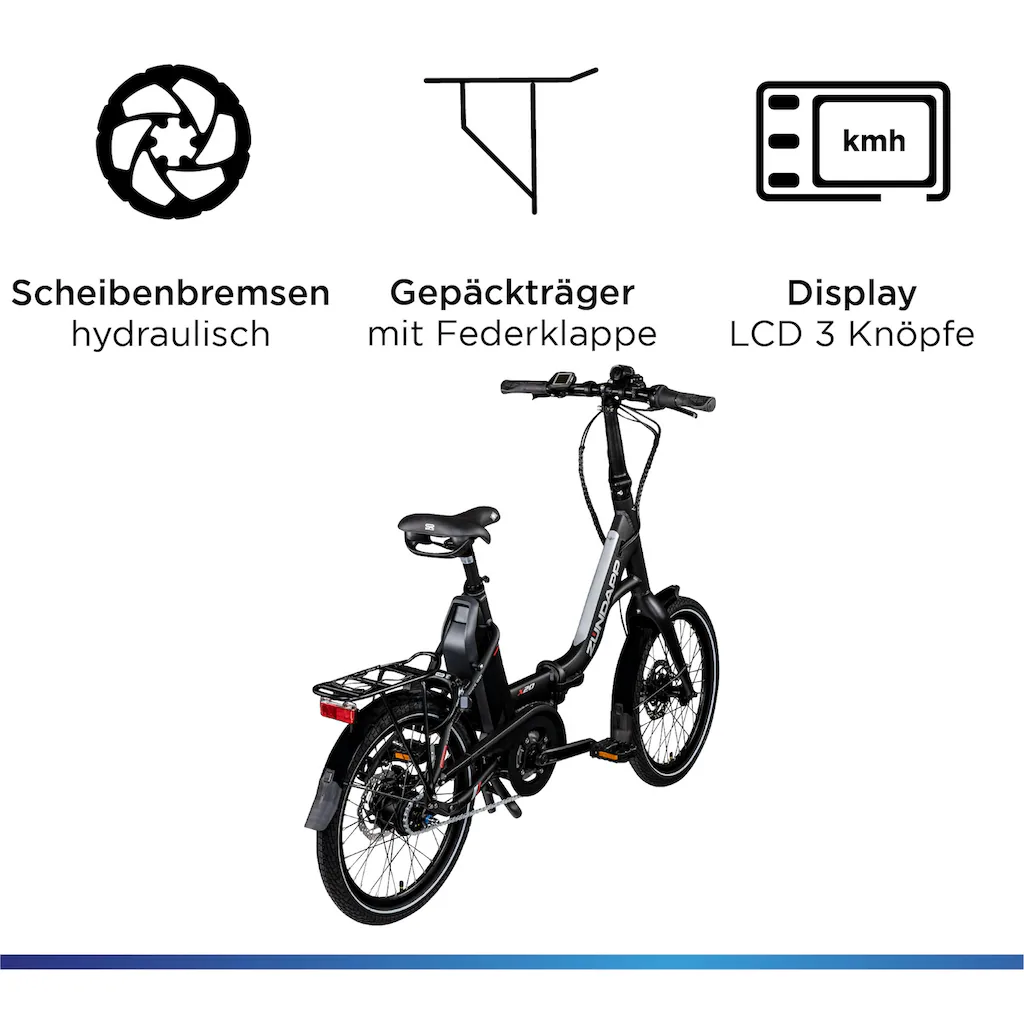 Zündapp E-Bike »X20« 7 Gang Shimano Nexus Mittelmotor 250 W Pedelec Elektrofahrrad für Damen u. Herren Faltrad 2025