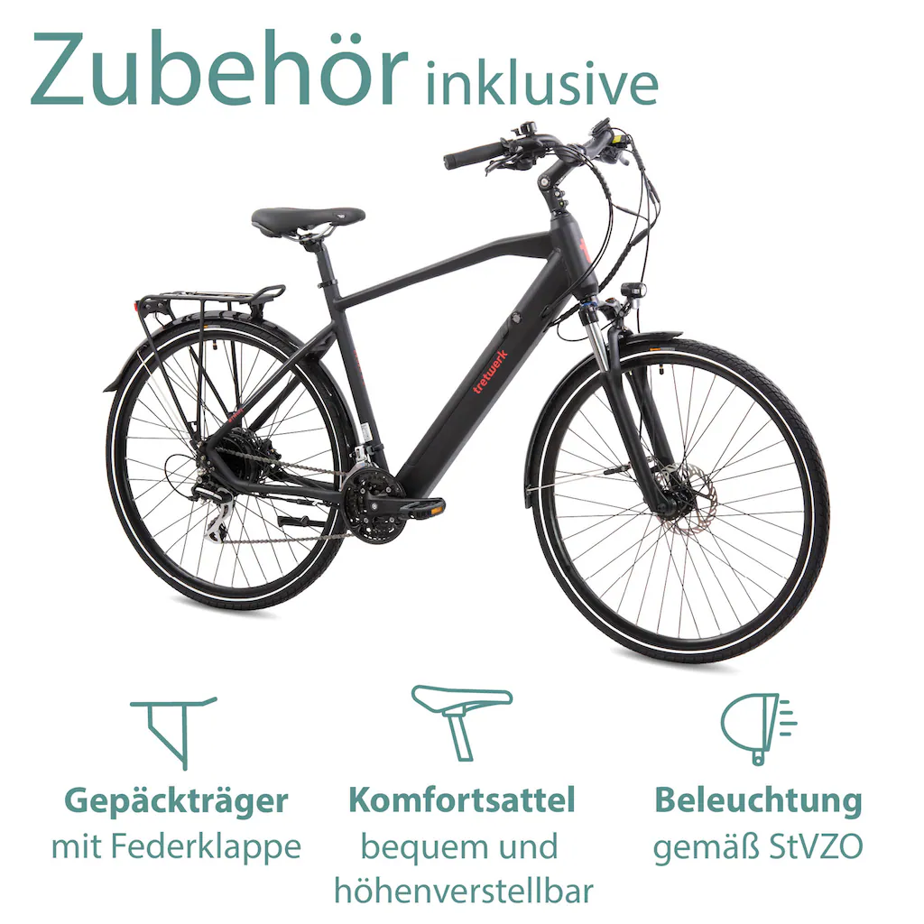Tretwerk E-Bike »Bronx 5.0« 24 Gang Shimano Altus M310 Heckmotor 250 W Pedelec Elektrofahrrad für Damen u. Herren Trekkingrad auf Rechnung online kaufen Fabrik Onlineshop