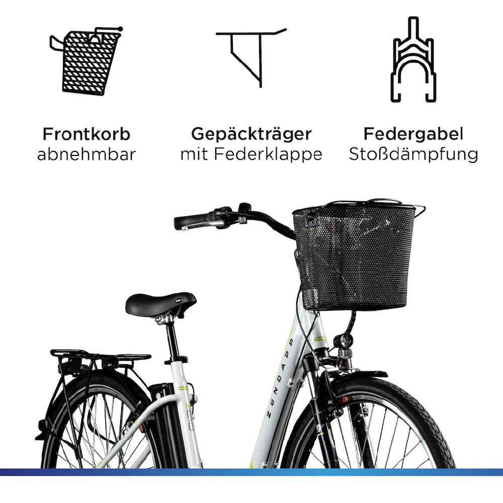 Zündapp E-Bike »Z510« 3 Gang Shimano Nexus SC-3C41 Frontmotor 250 W Pedelec Elektrofahrrad für Damen u. Herren Cityrad Black Friday