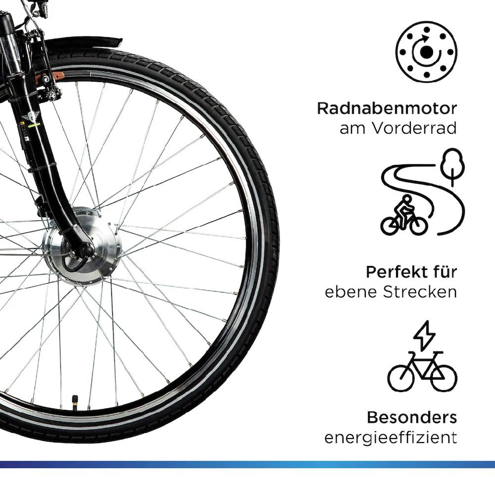 Zündapp E-Bike »Z510« 3 Gang Shimano Nexus SC-3C41 Frontmotor 250 W Pedelec Elektrofahrrad für Damen u. Herren Cityrad Black Friday