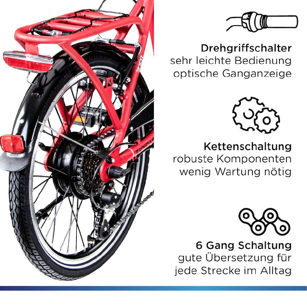 Zündapp E-Bike »Z101« 6 Gang Shimano Tourney RD-TY300 Heckmotor 250 W Pedelec Elektrofahrrad für Damen u. Herren Faltrad Cyber Monday