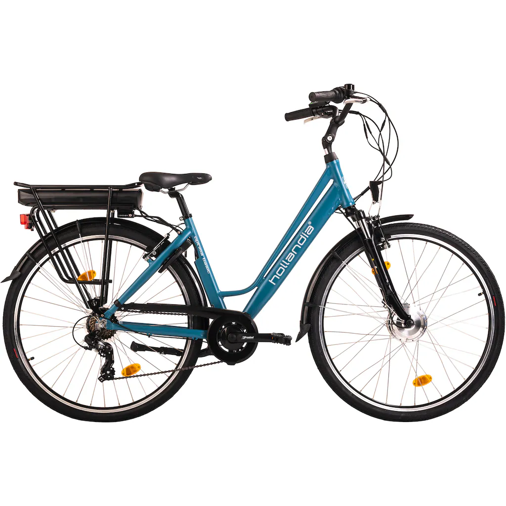 Hollandia E-Bike »Optima Basic« 7 Gang Shimano Tourney Frontmotor 250 W Pedelec Elektrofahrrad für Damen u. Herren Cityrad Vatertagsangebot