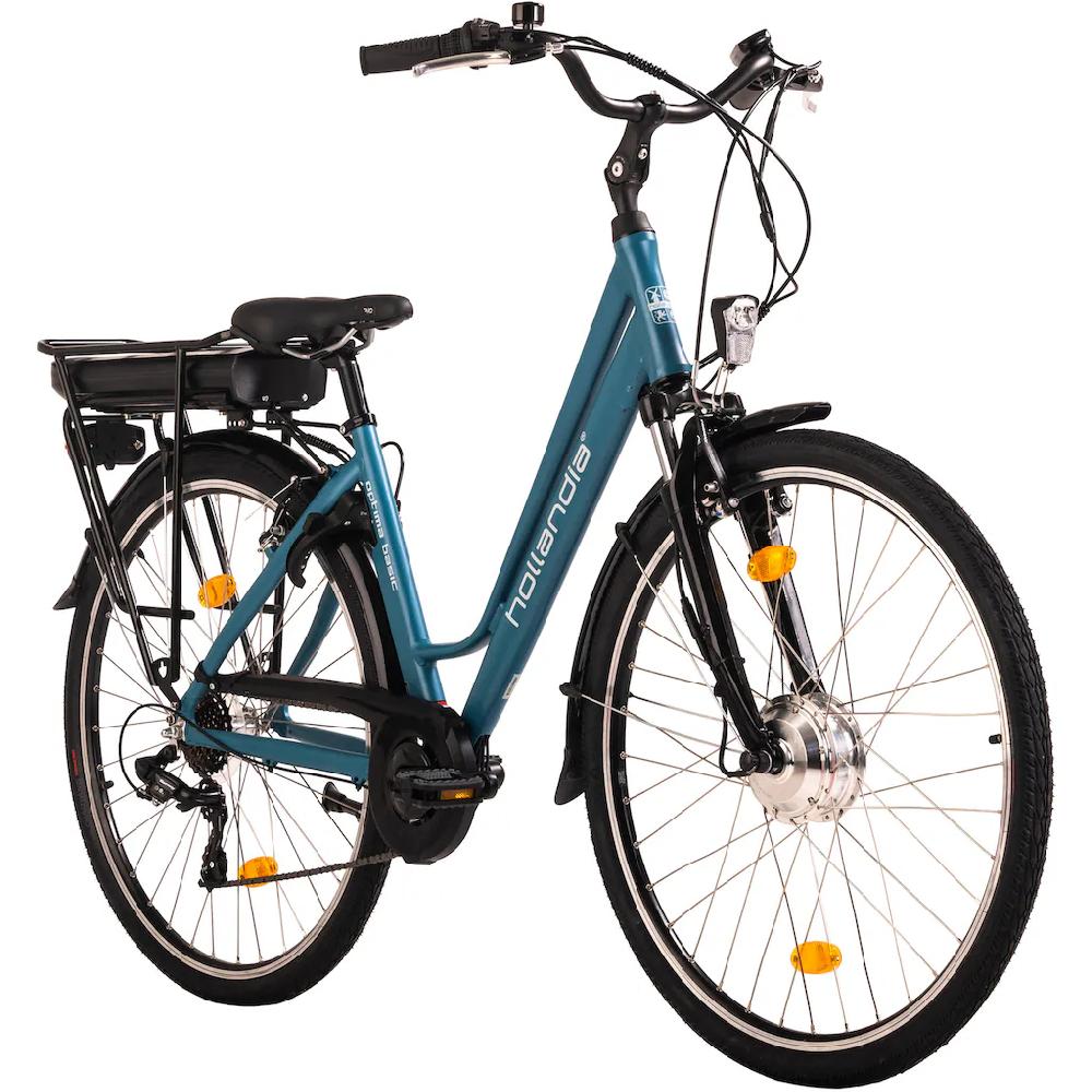 Hollandia E-Bike »Optima Basic« 7 Gang Shimano Tourney Frontmotor 250 W Pedelec Elektrofahrrad für Damen u. Herren Cityrad Vatertagsangebot