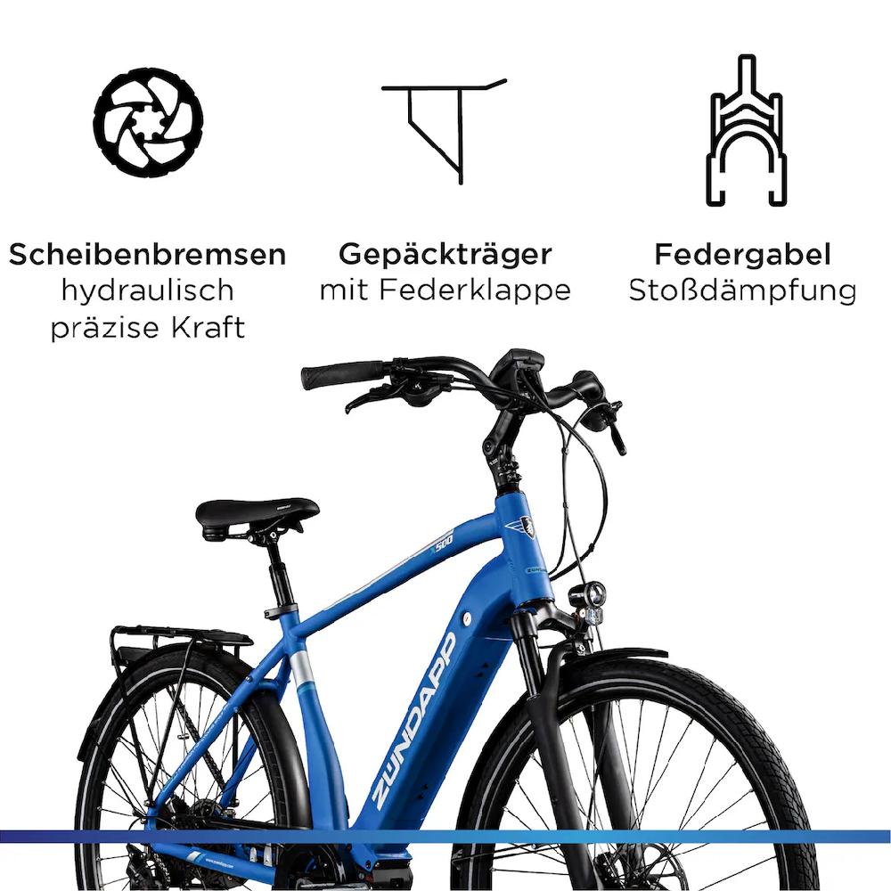 Zündapp E-Bike »X500« 11 Gang Shimano Deore Mittelmotor 250 W Pedelec Elektrofahrrad für Damen u. Herren Trekkingrad auf Rechnung Heißer Verkauf