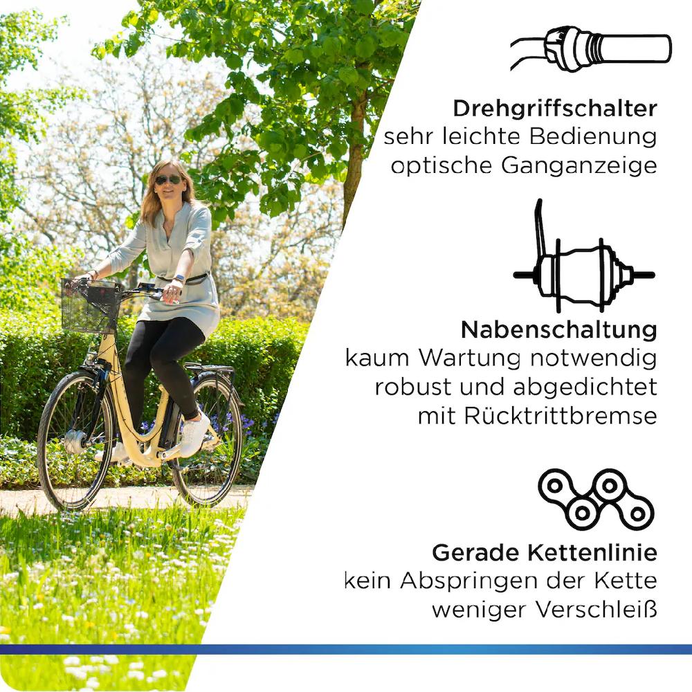 Zündapp E-Bike »Z517« 7 Gang Frontmotor 250 W E Bike Damenfahrrad 28 Zoll 155 - 190 cm mit 7 Gang Nabenschaltung auf Raten Zeitlich begrenztes Angebot