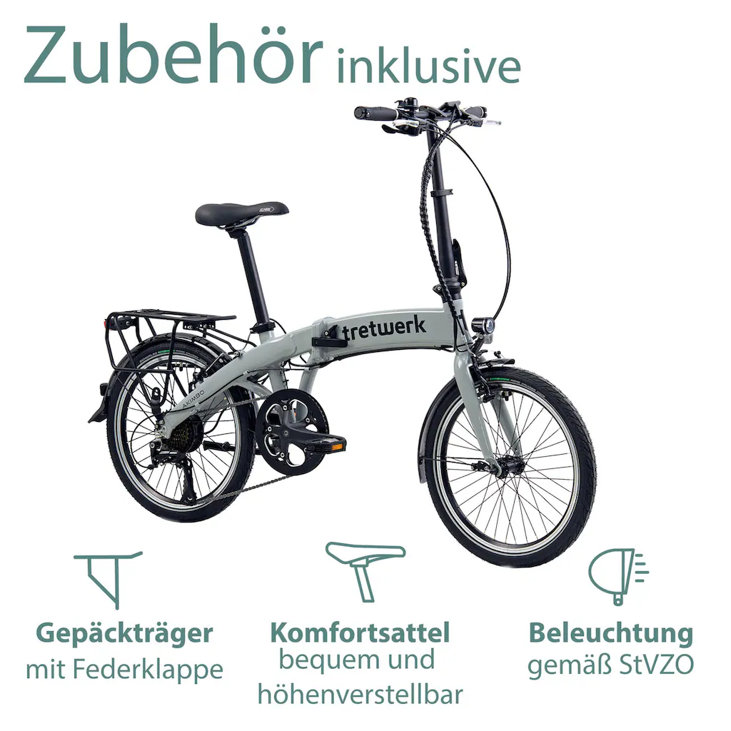 Tretwerk E-Bike »Akimbo« 8 Gang Shimano Acera M3020 SGS Heckmotor 250 W Pedelec Elektrofahrrad für Damen u. Herren Faltrad auf Raten Super Sparpreis