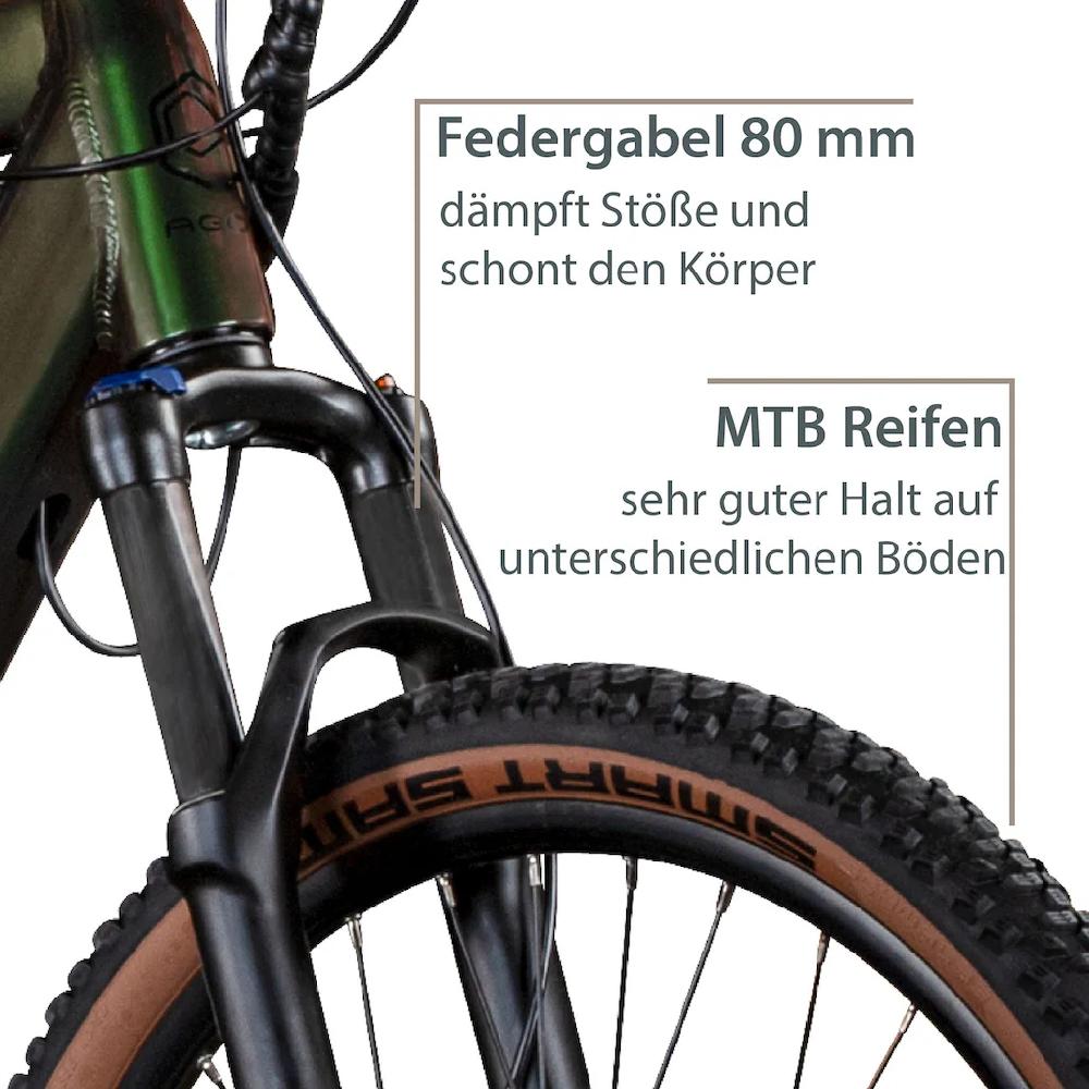 AGON E-Bike »Alpha« 24 Gang Heckmotor 250 W Pedelec Elektrofahrrad für Damen u. Herren MTB Mountainbike auf Rechnung Letzte 2 Tage