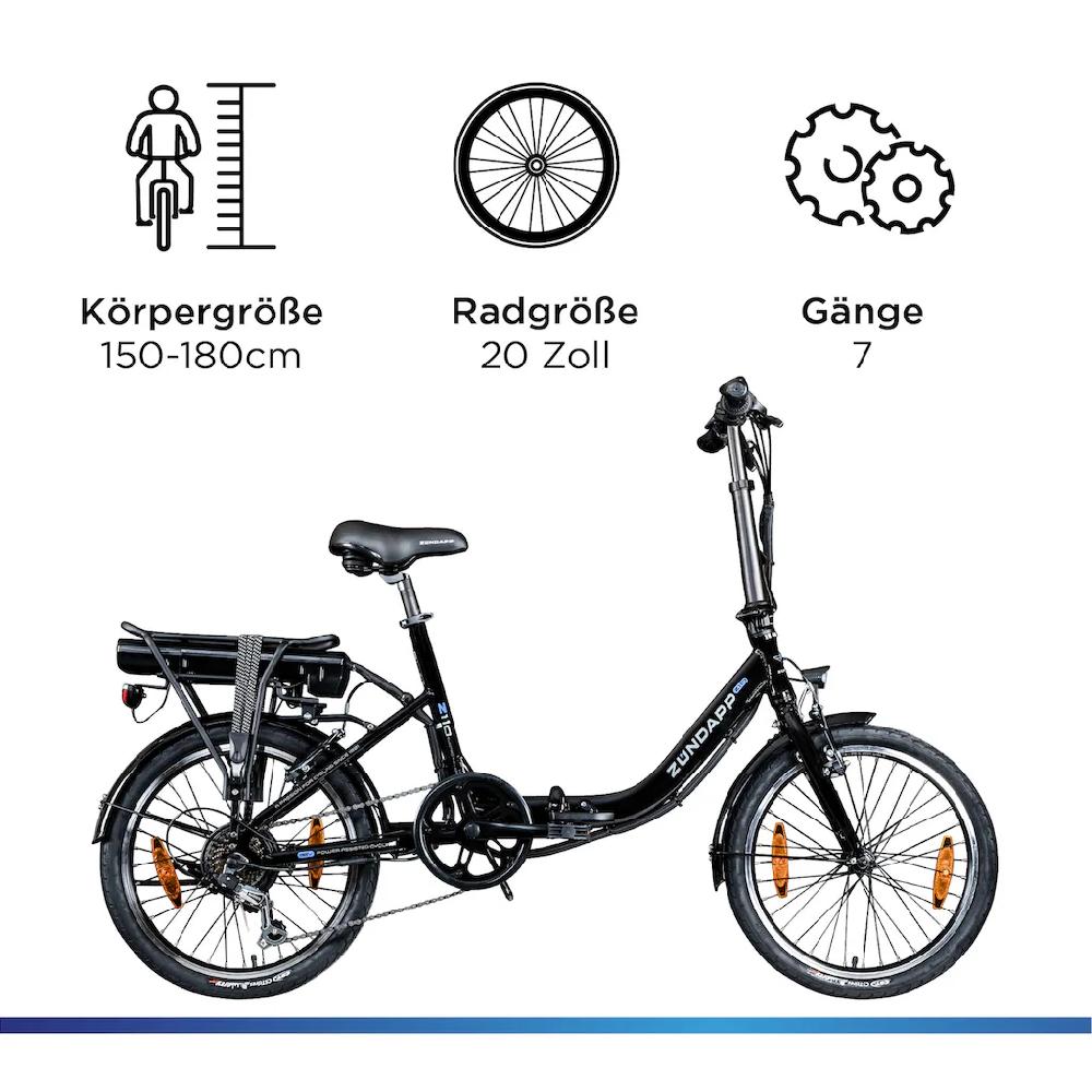 Zündapp E-Bike »Z110« 7 Gang Shimano RD-TY21 Tourney Heckmotor 250 W Pedelec Elektrofahrrad für Damen u. Herren Klapprad Bis zu 60% Rabatt