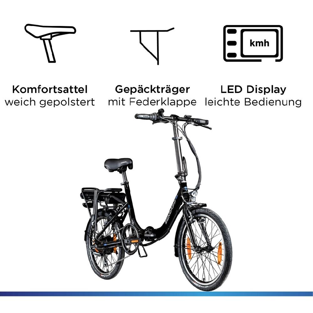 Zündapp E-Bike »Z110« 7 Gang Shimano RD-TY21 Tourney Heckmotor 250 W Pedelec Elektrofahrrad für Damen u. Herren Klapprad Bis zu 60% Rabatt