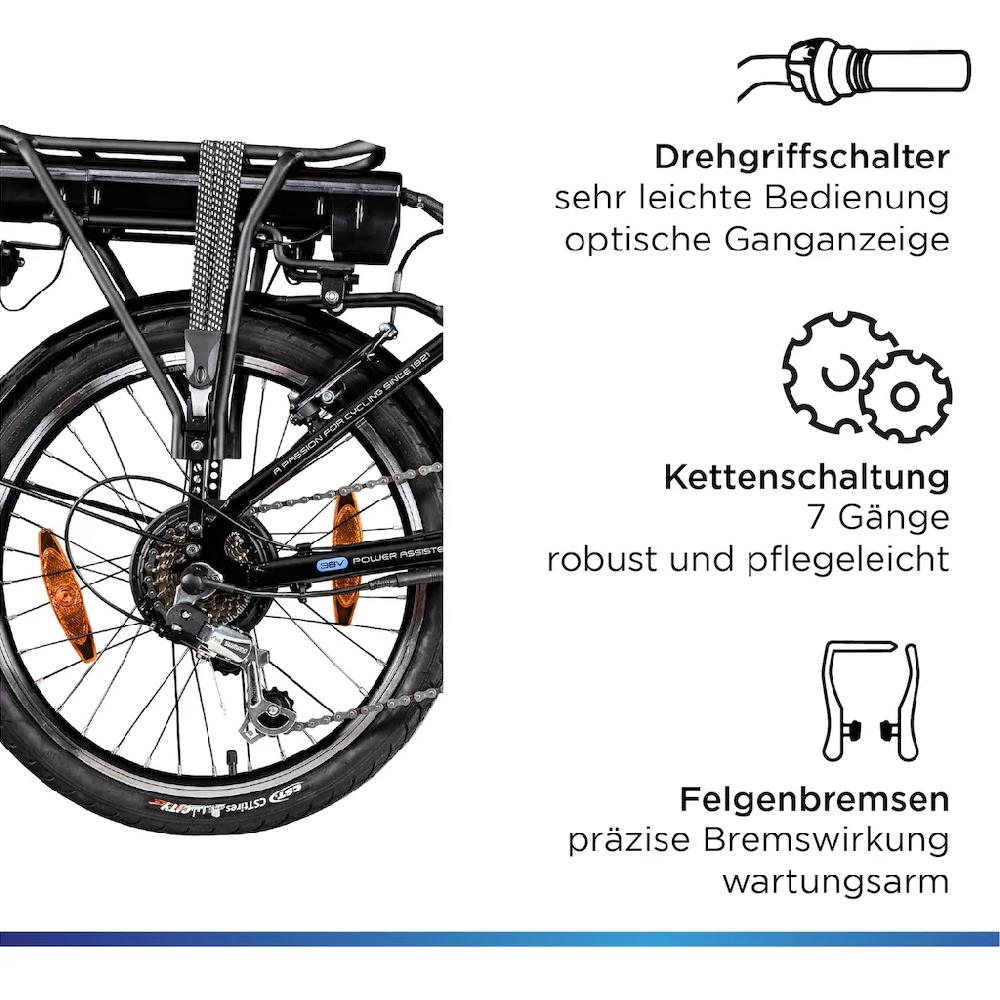 Zündapp E-Bike »Z110« 7 Gang Shimano RD-TY21 Tourney Heckmotor 250 W Pedelec Elektrofahrrad für Damen u. Herren Klapprad Bis zu 60% Rabatt