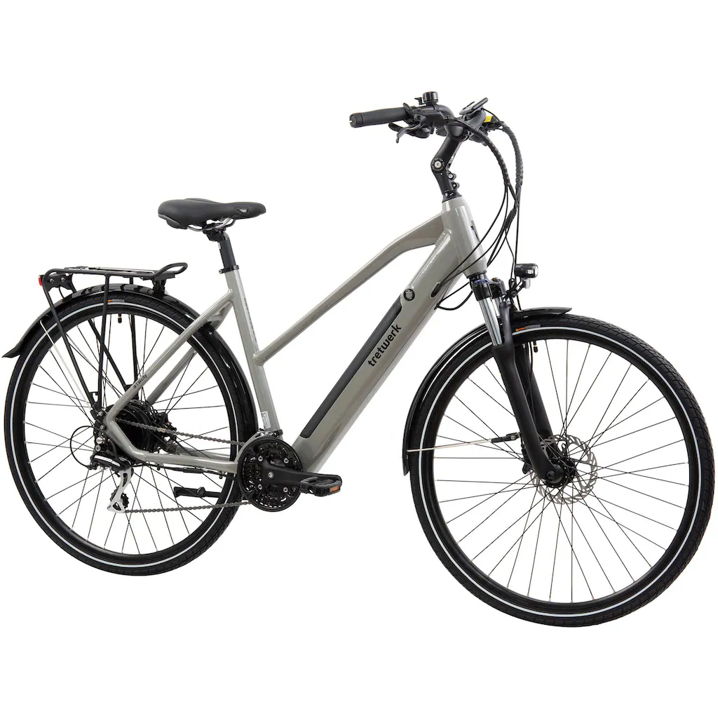 Tretwerk E-Bike »Seville 5.0« 24 Gang Shimano Heckmotor 250 W Pedelec Elektrofahrrad für Damen u. Herren Trekkingrad auf Rechnung kaufen Discount Store für neue Produkte